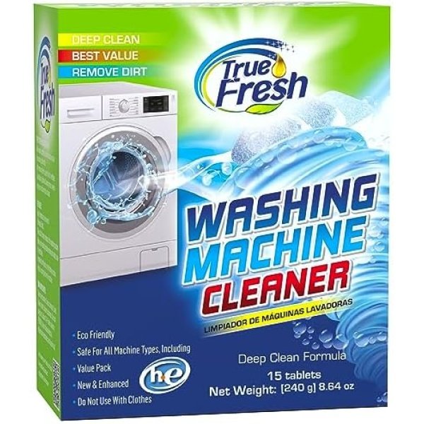 True Fresh Washing Machine Cleaner Tablets, 15 Solid Deep Cleaning Tablet