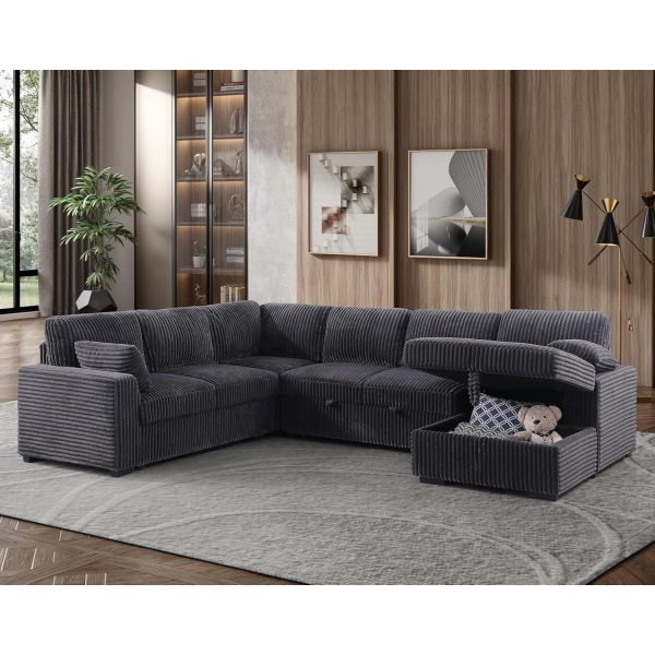 Oversized U Shaped Sleeper Sectional Sofa Pull Out Couch Bed